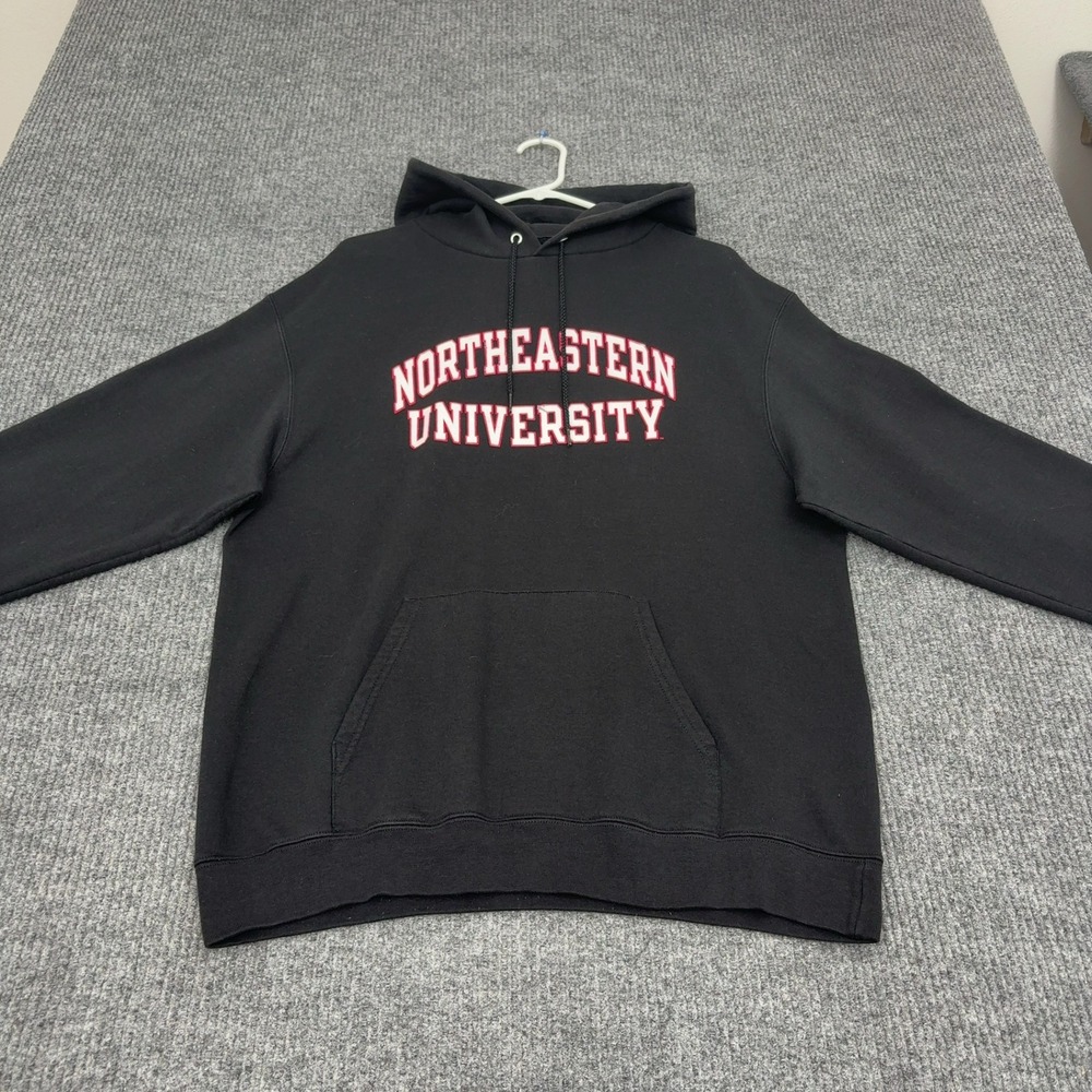 Northeastern University Champion Hoodie Mens L Black Cotton Blend Pullover